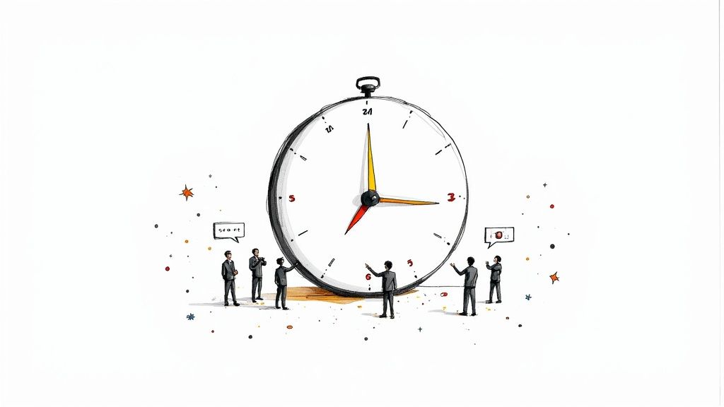 A stylized event countdown timer with vibrant colors and bold numbers.