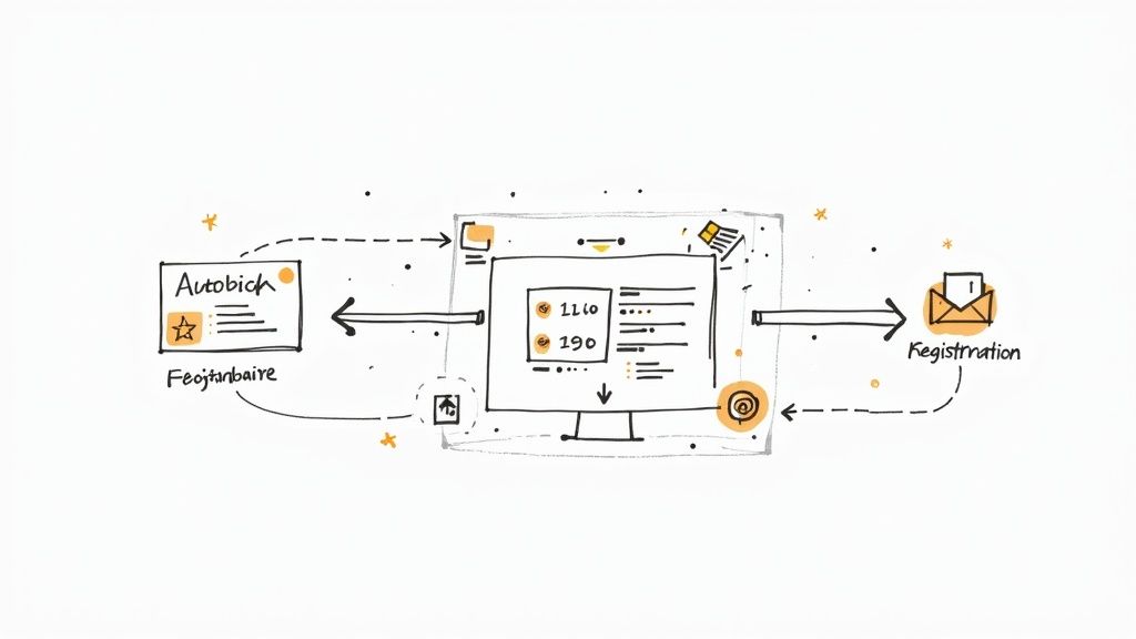 A person using a laptop with event management software on the screen