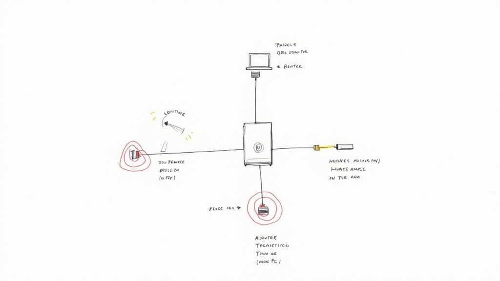 A modern Wi-Fi router placed on a shelf in a living room, symbolizing an optimized home network setup.