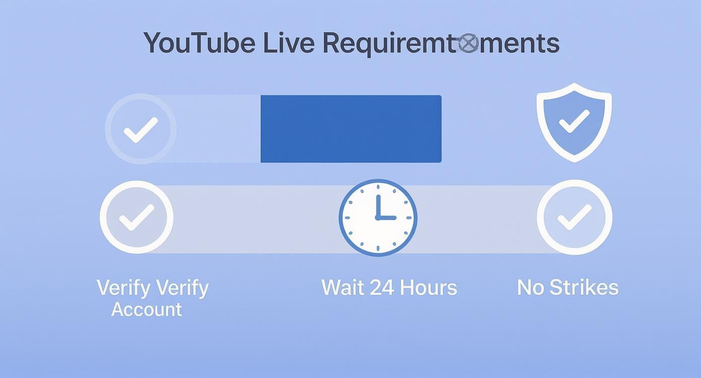 Infographic about youtube live stream requirements