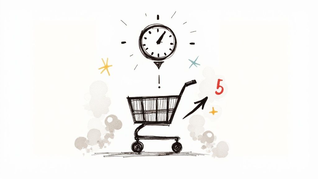 A digital countdown timer showing days, hours, minutes, and seconds, creating a sense of urgency.