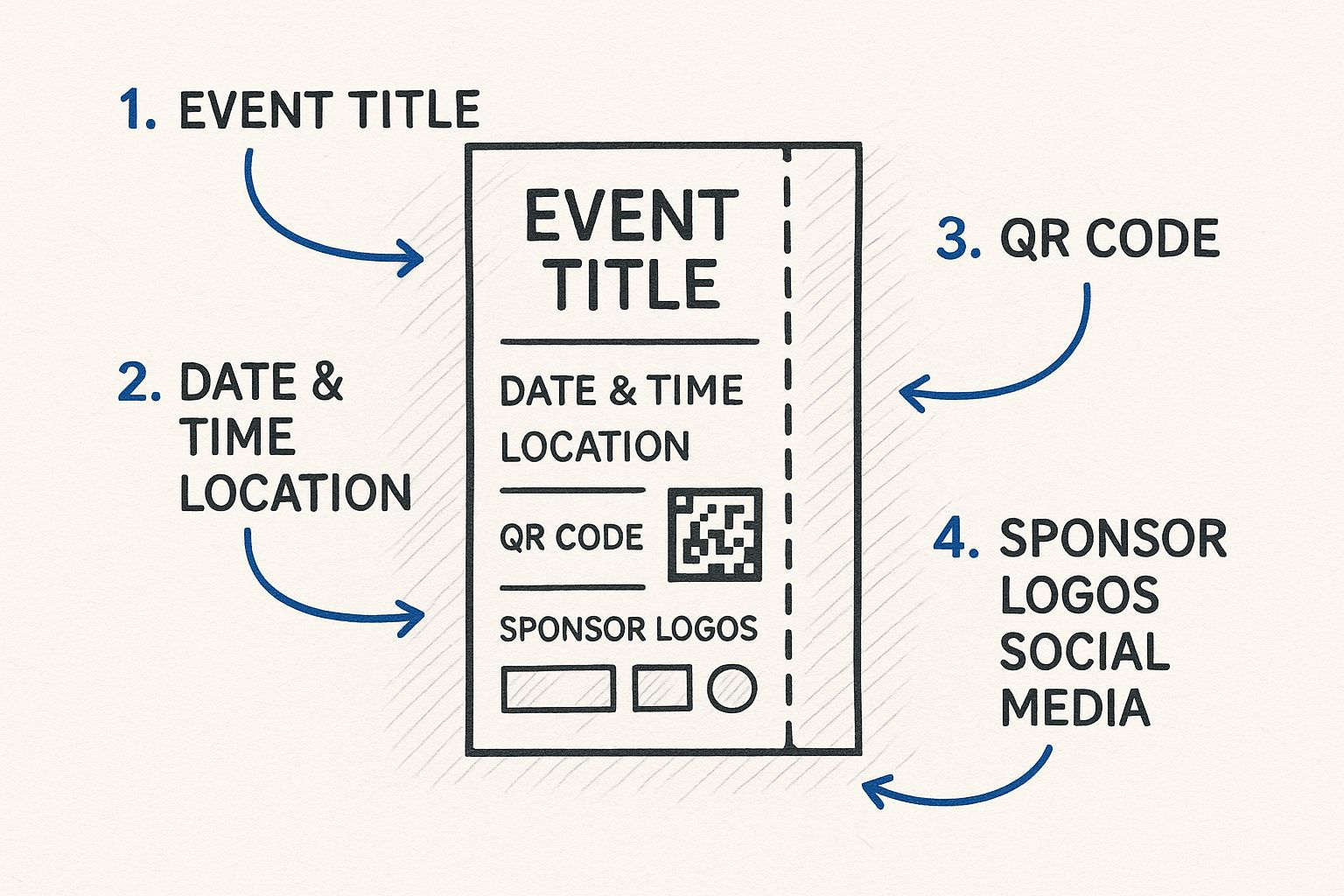 Infographic about template for a ticket for an event