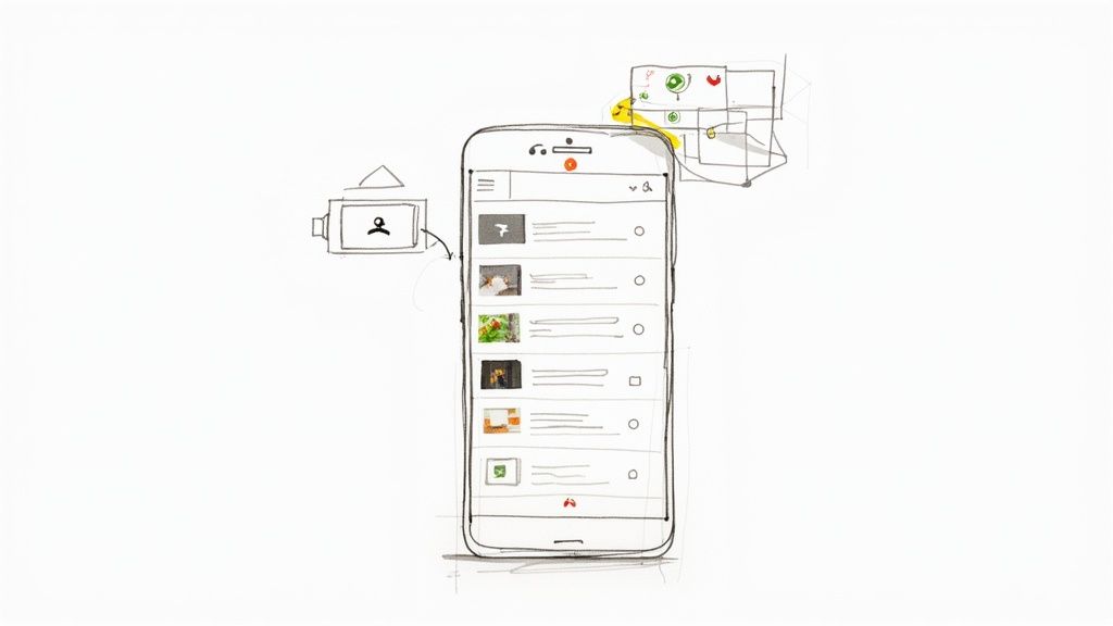 Person sharing a YouTube playlist on their mobile phone