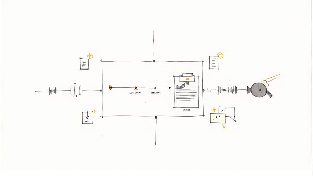 A person adjusting audio and video settings on a computer screen, representing fine-tuning a download.