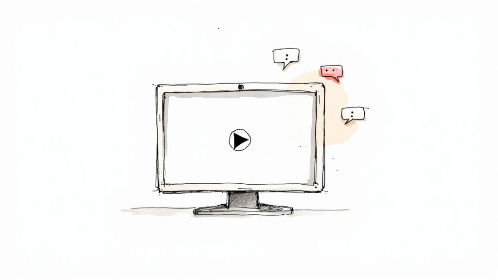 A speaker presenting in a polished, pre-recorded video being streamed to an engaged virtual audience.