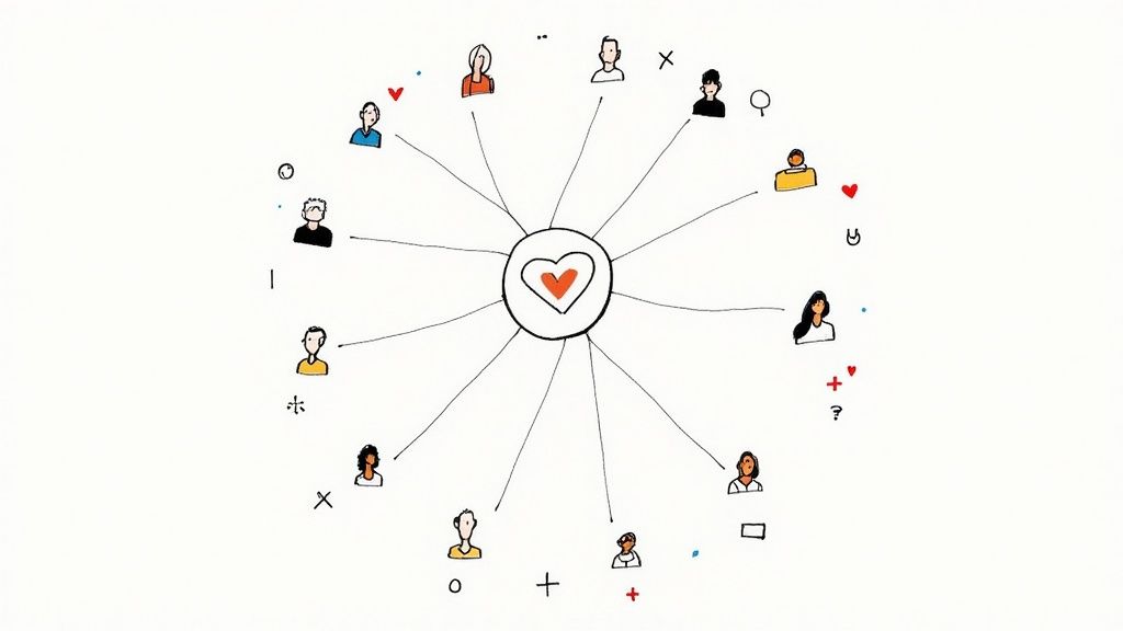 A group of diverse people interacting and engaging in a vibrant online community forum.