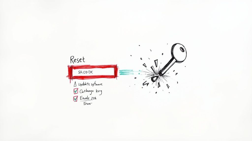 Red reset button on a keyboard