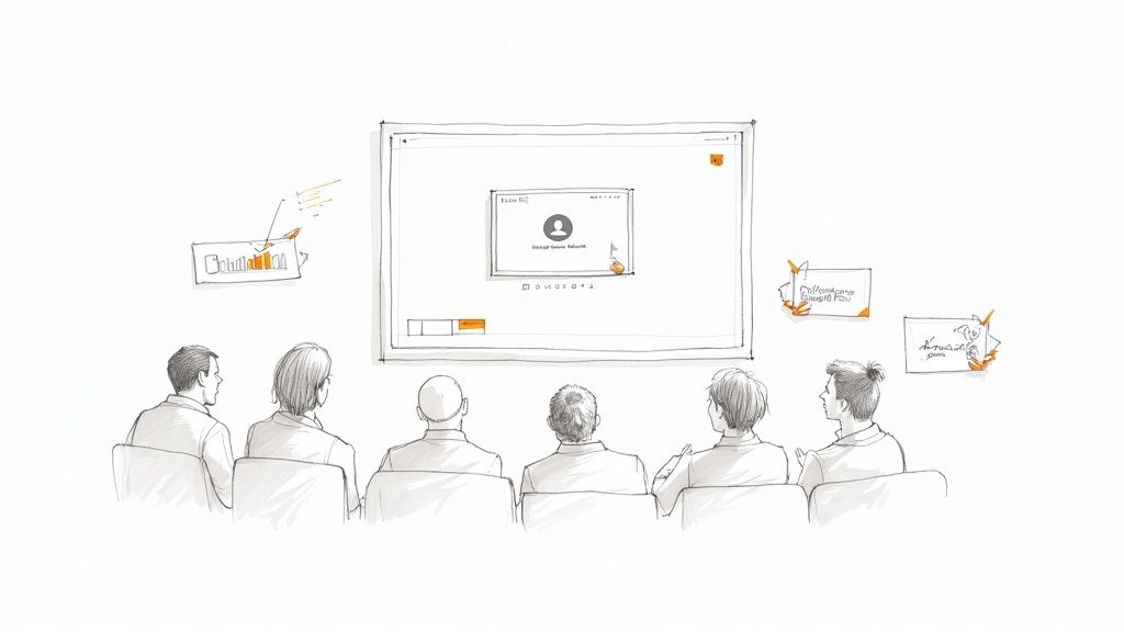 A person participating in an interactive webinar poll on their tablet.