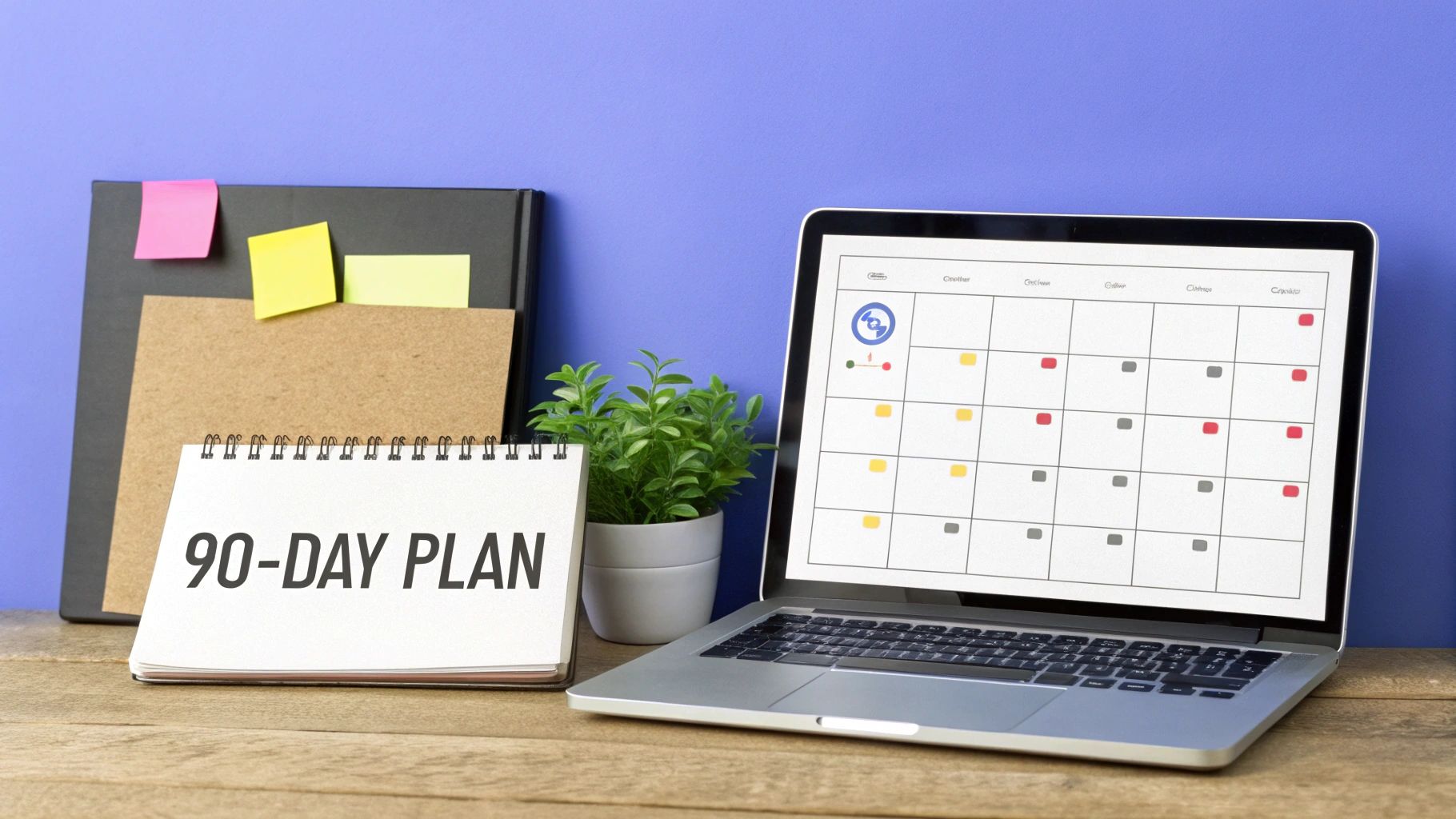 A visual roadmap showing a 90-day timeline for RevOps implementation, broken into three 30-day phases.