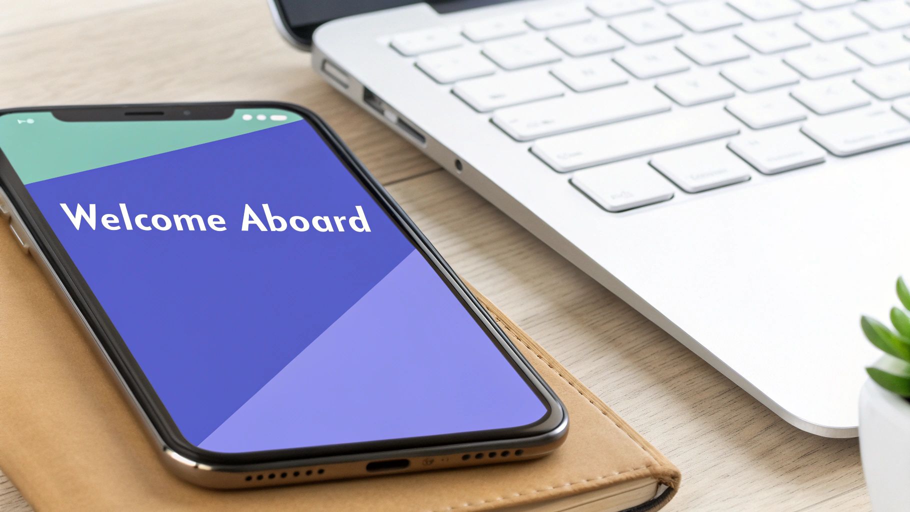 A welcome series email being viewed on a smartphone, showing a warm greeting and a clear call-to-action button.