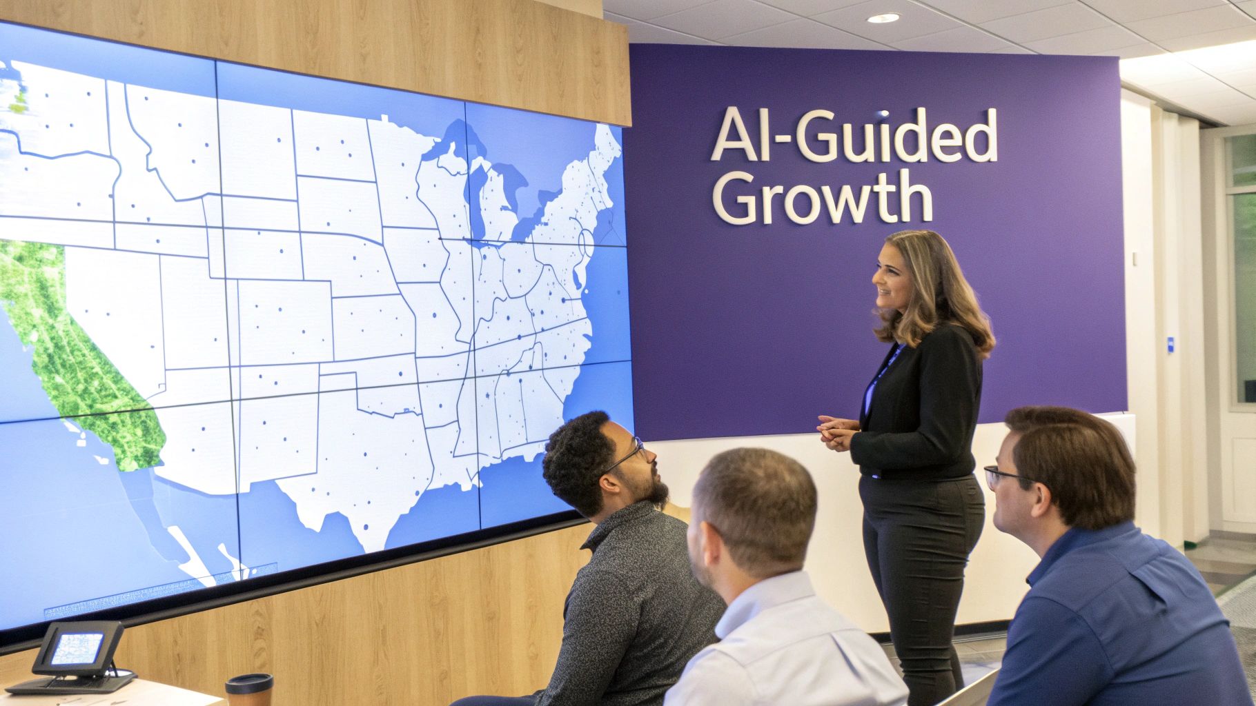 An abstract image representing the intersection of data, technology, and business growth, symbolising AI in RevOps.