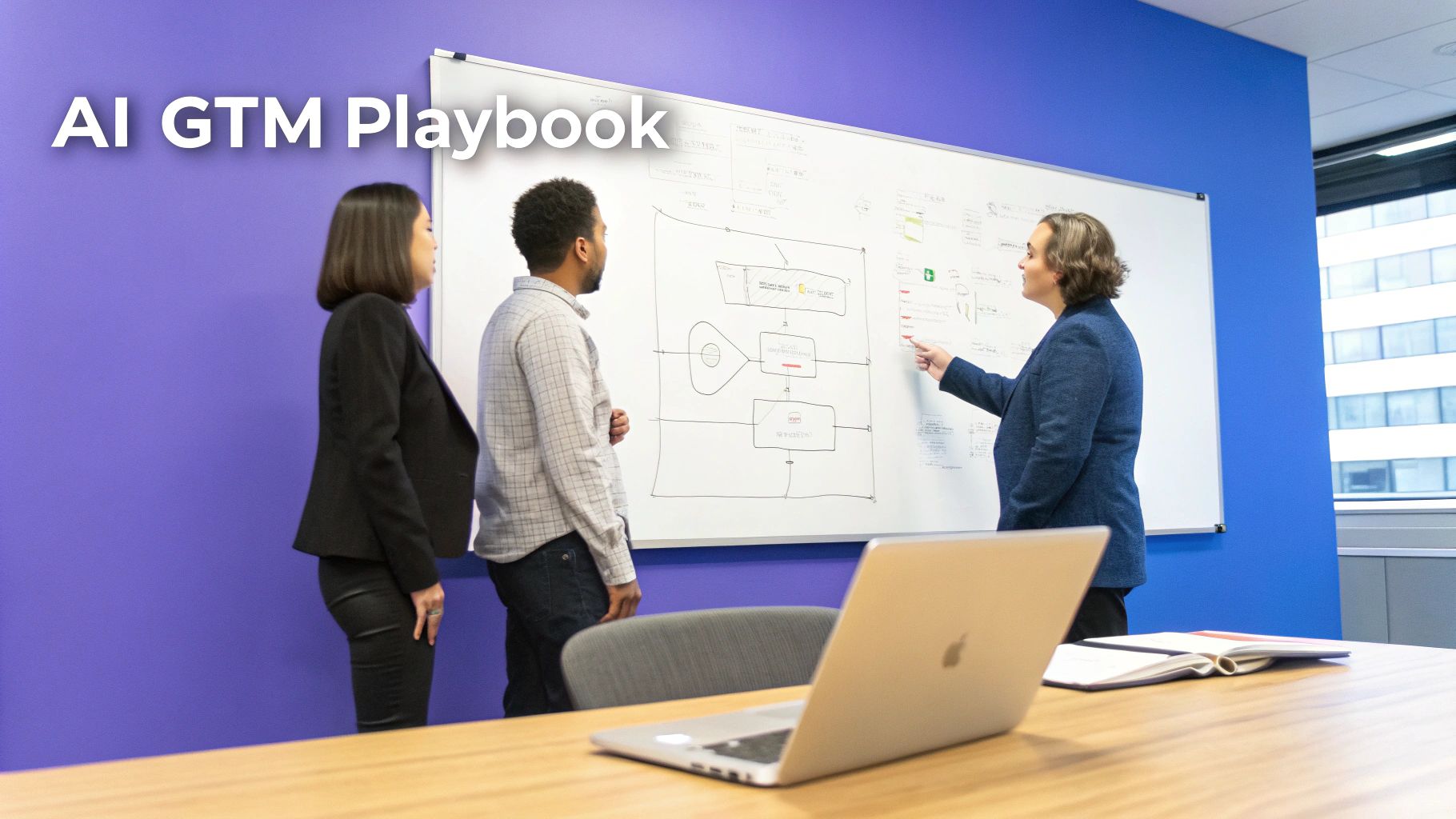 A strategic blueprint being drawn on a whiteboard, symbolising a modern go-to-market strategy.