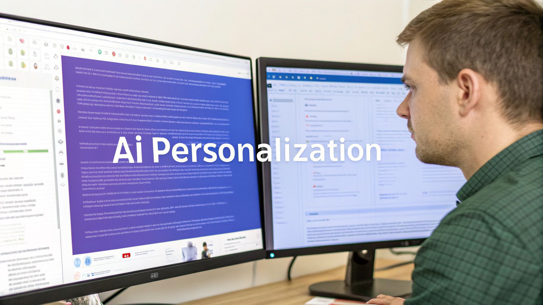 People working on a computer screen displaying data charts