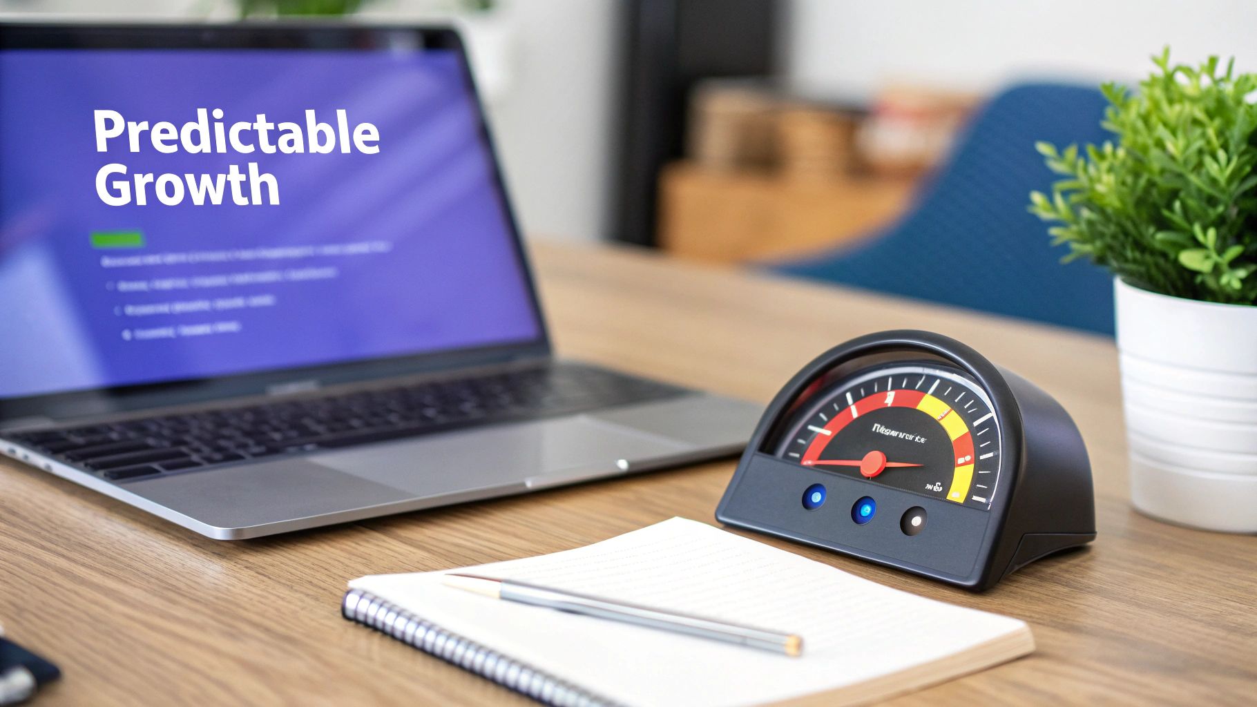 A high-tech dashboard showing business analytics and growth charts.