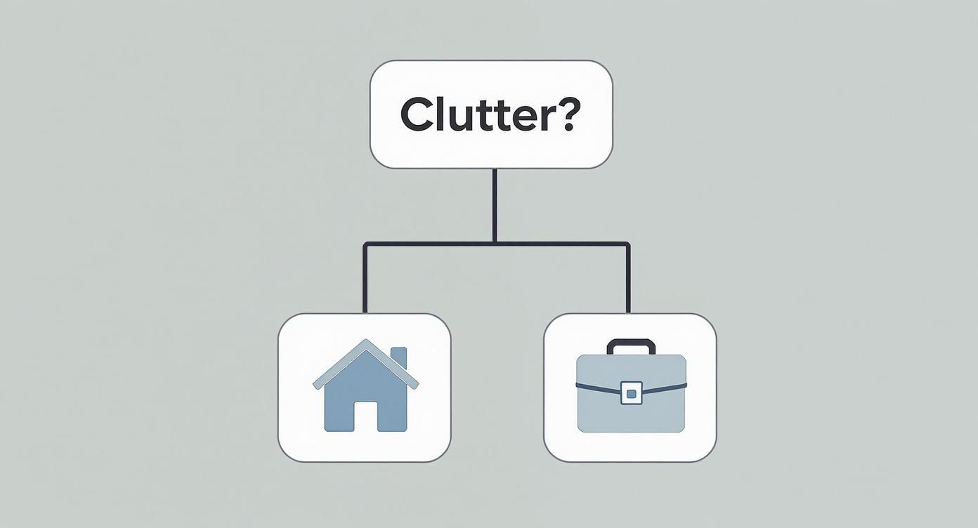 Infographic decision tree for choosing storage shelf units for home or business.
