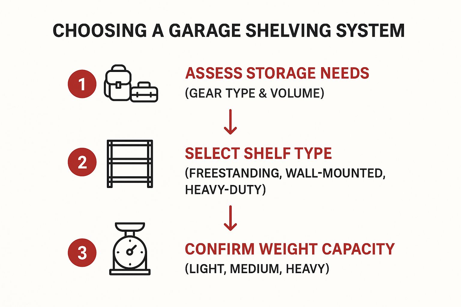 Infographic about garage shelving storage