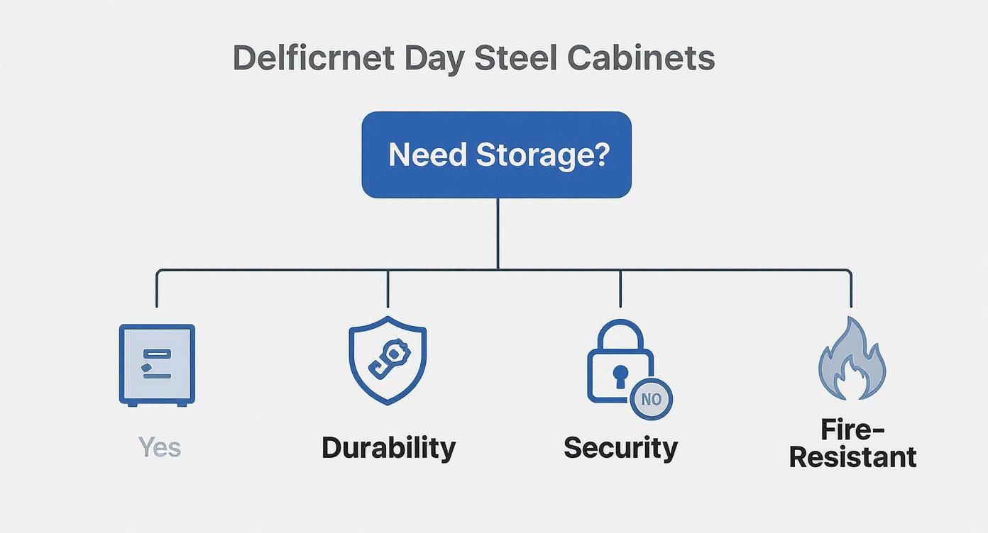 Infographic about steel storage cabinets