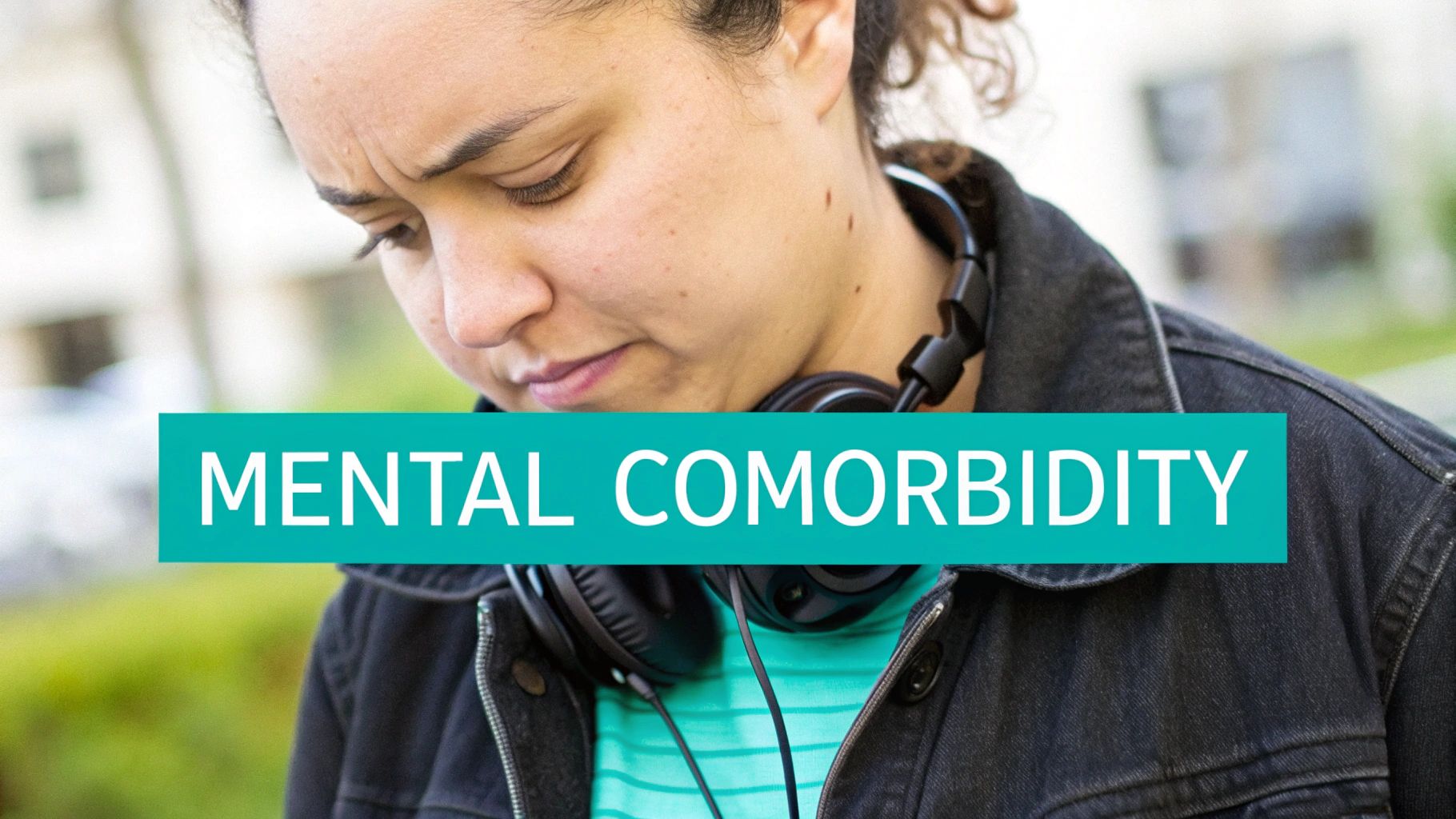 A thoughtful person sitting on a couch, representing the internal complexity of mental health comorbidity.