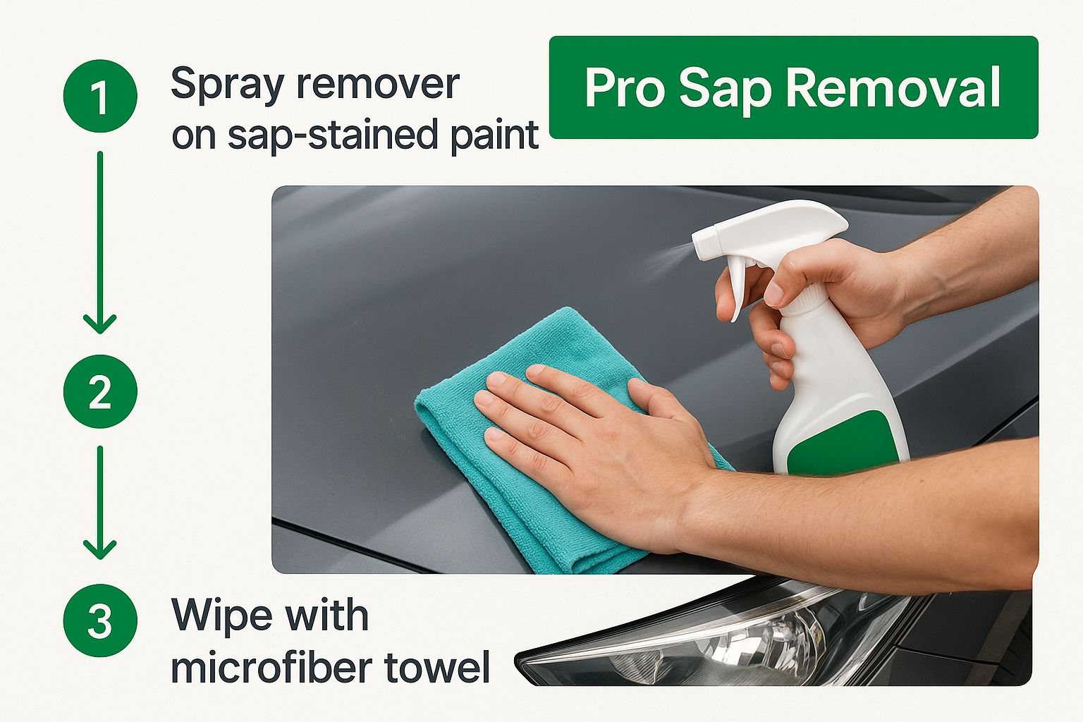 Infographic about how to remove tree sap