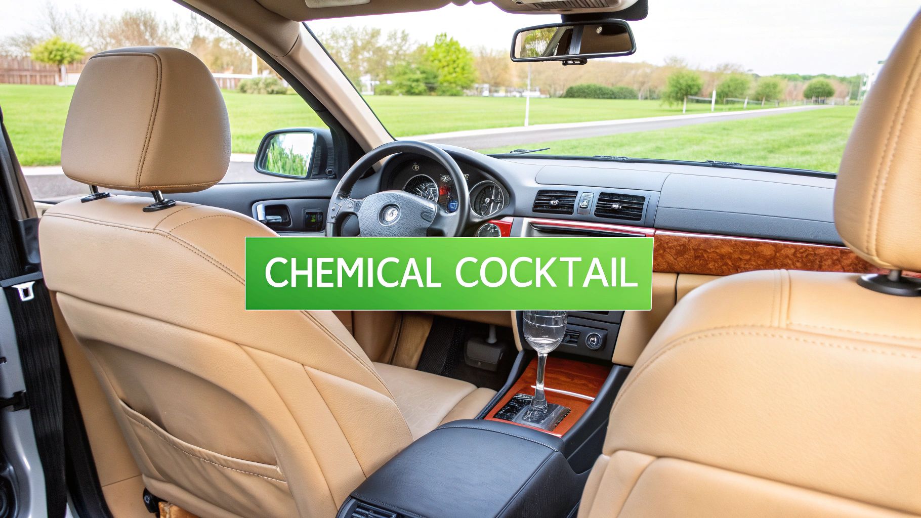 A person sitting in the driver's seat of a modern car, looking at the clean dashboard.