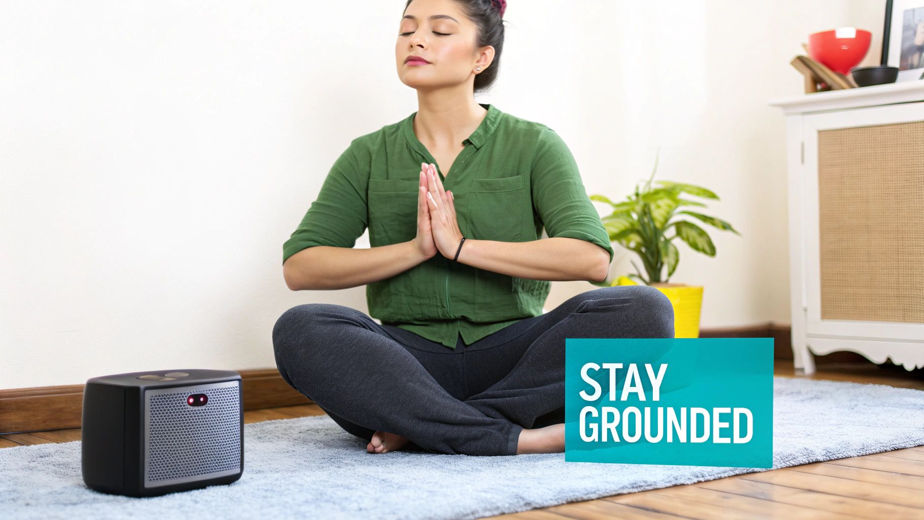 A calm, dark silhouette of a person meditating with a vibrant, nebula-like background representing the psychedelic mind.