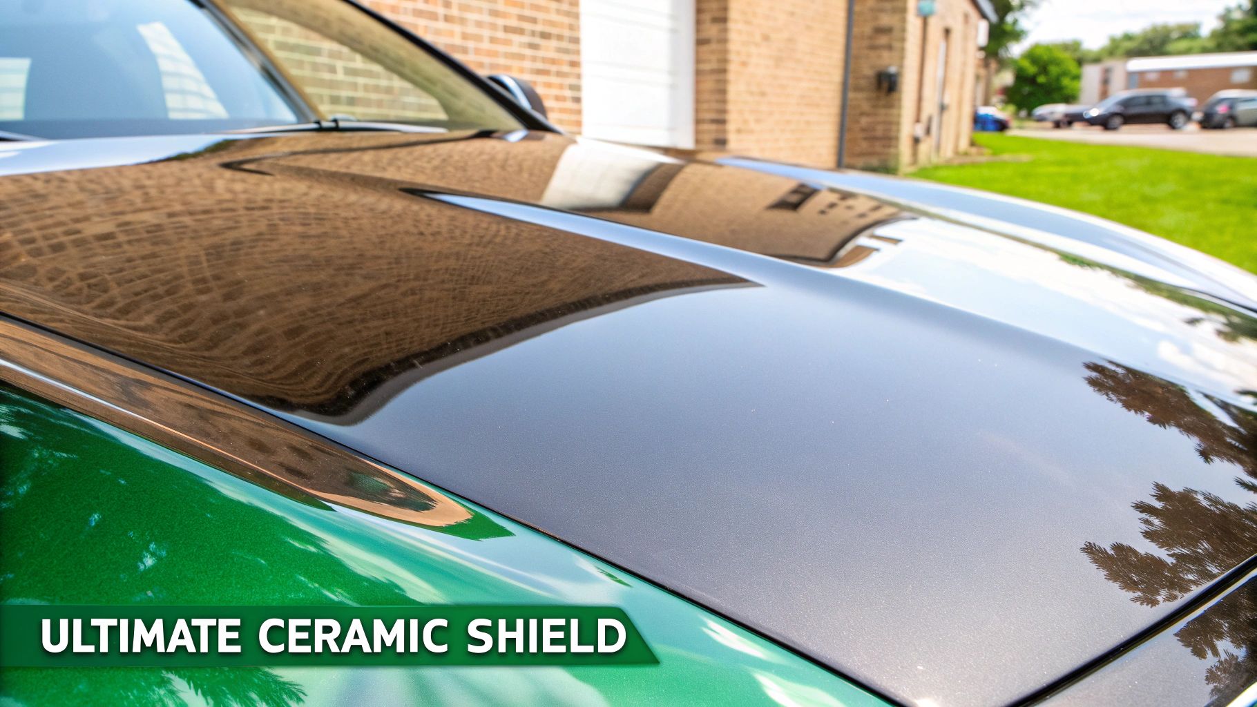 A team member from Florida Sudz meticulously applying a professional-grade ceramic coating to a luxury car's hood.