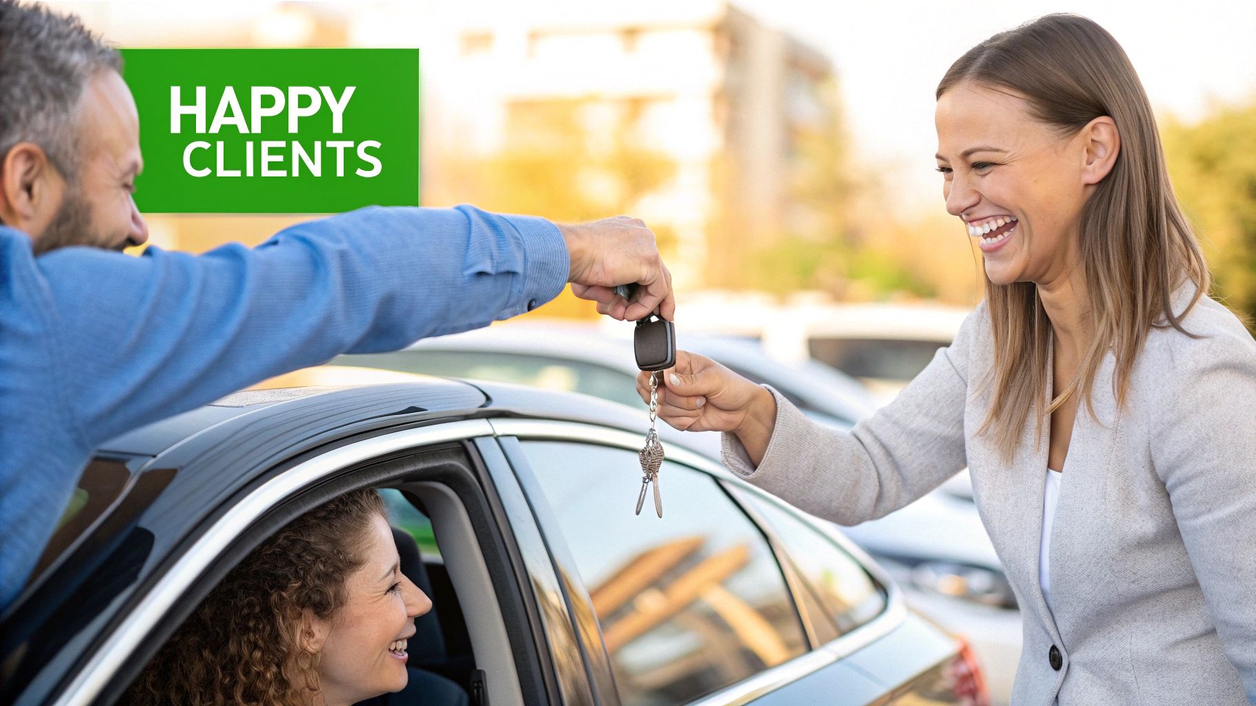 A detailer inspecting the glossy finish of a freshly cleaned car.