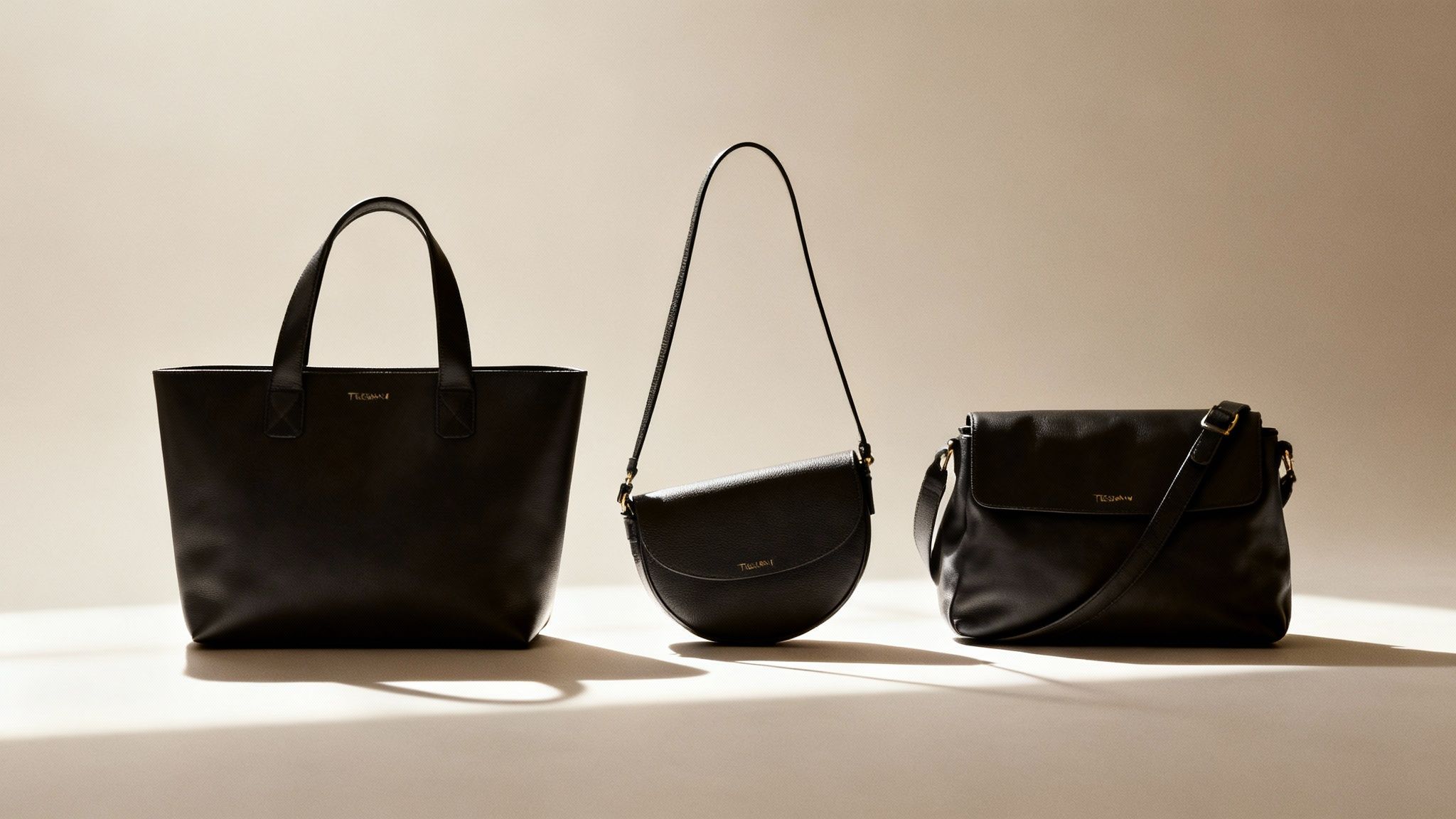 A woman browsing a collection of stylish Tuscany leather handbags