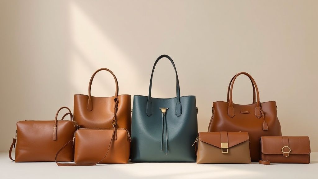 A woman holding a classic brown Tuscany leather handbag