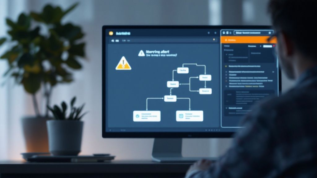 A team of healthcare professionals collaborating around a computer screen