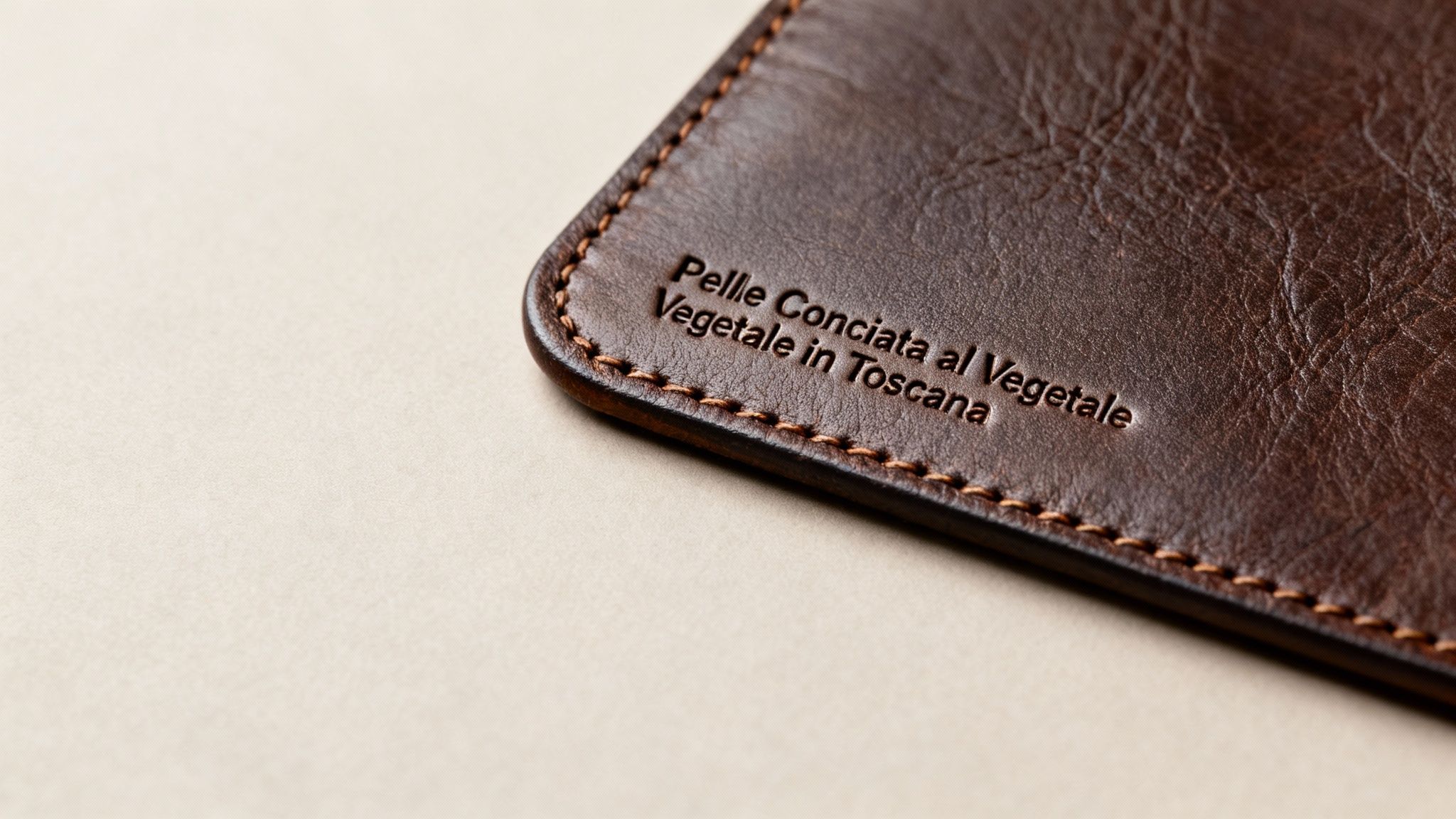A close-up of a high-quality Tuscany leather bag, highlighting its grain and stitching.