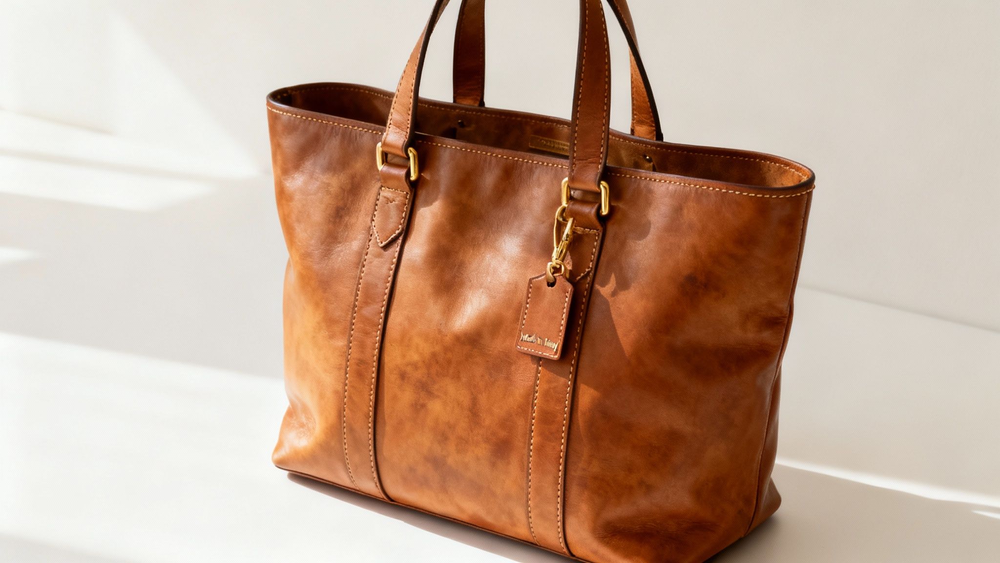 A luxurious Italian leather bag displayed elegantly