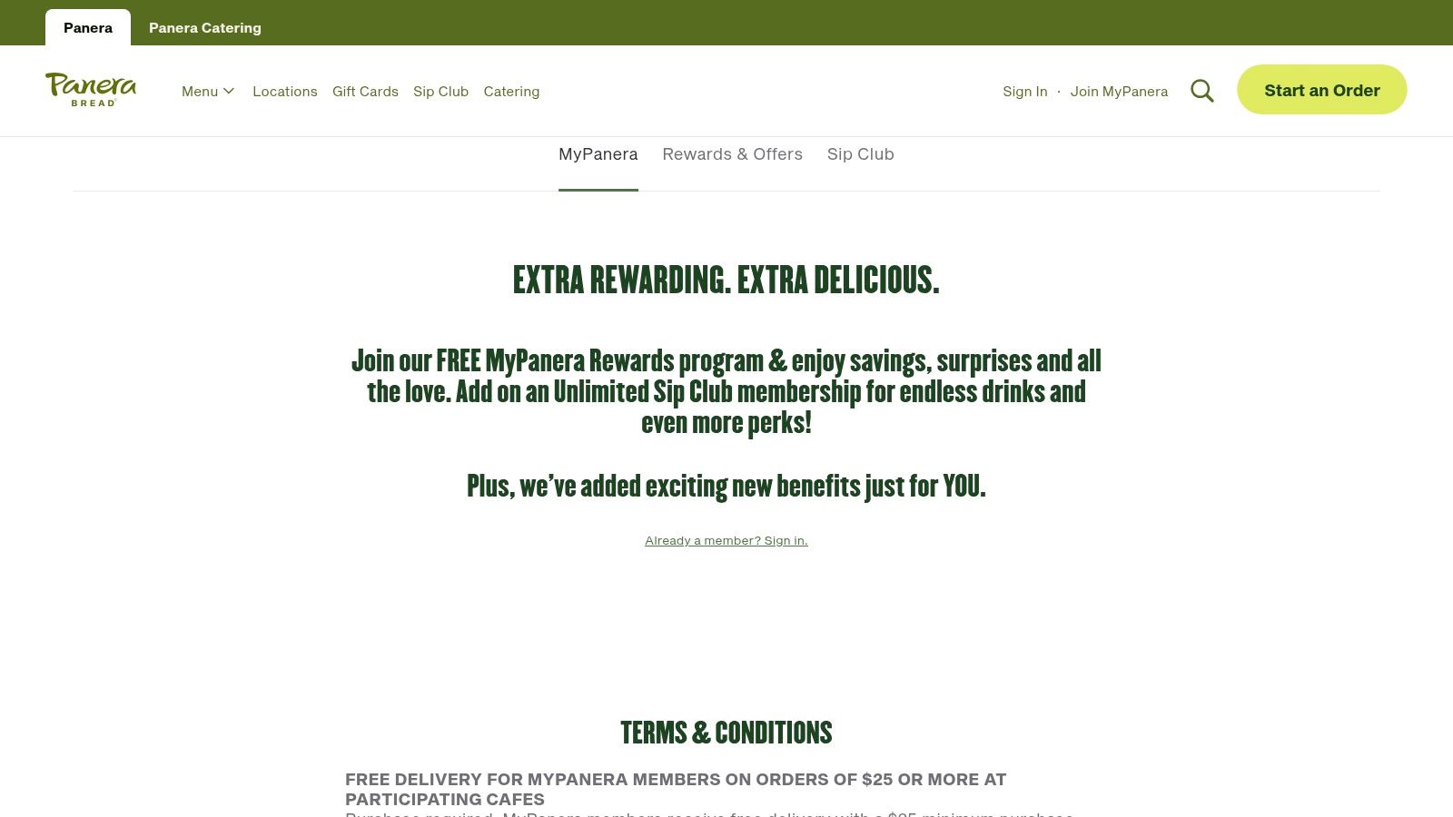 MyPanera Rewards + Unlimited Sip Club (Panera Bread)