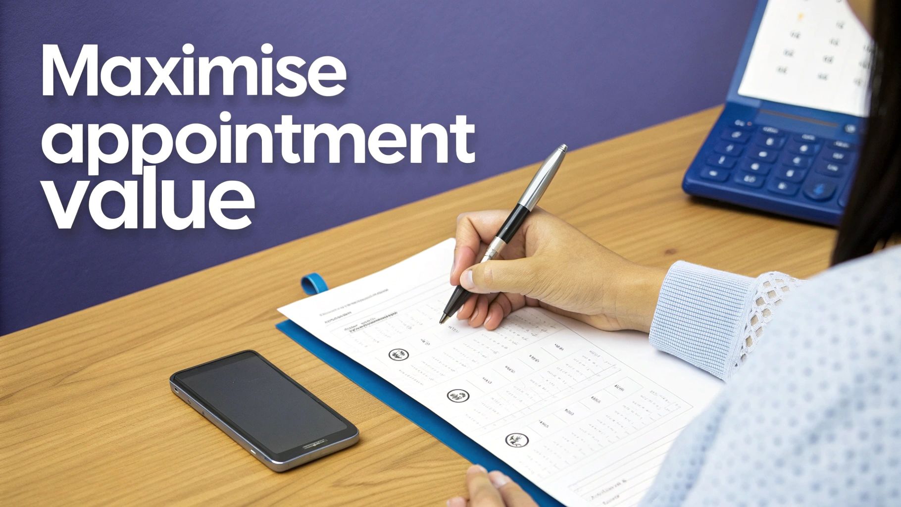 A person writing in a notebook, preparing for a doctor's appointment.