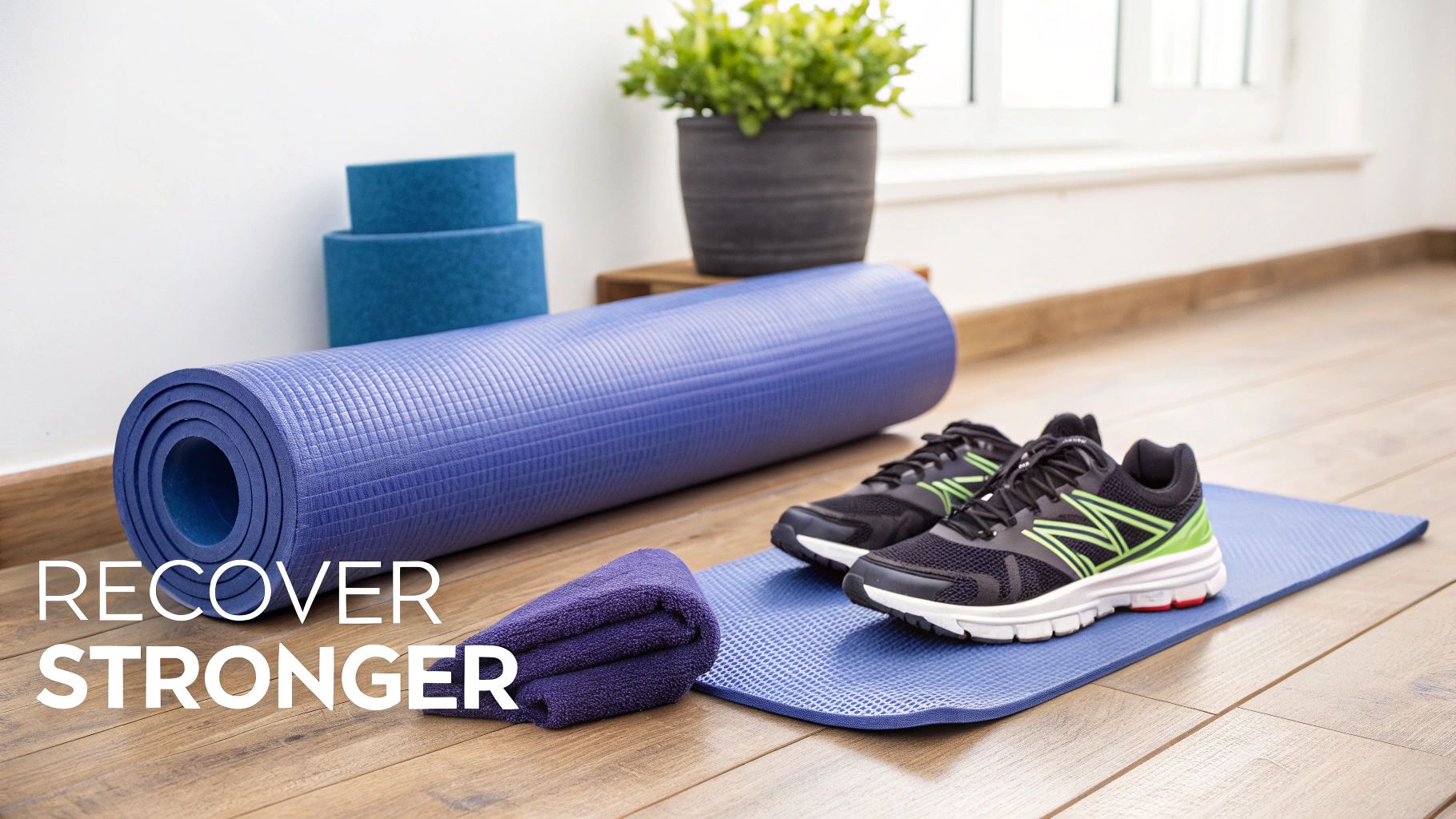 Runner stretching legs outdoors as part of a recovery routine.