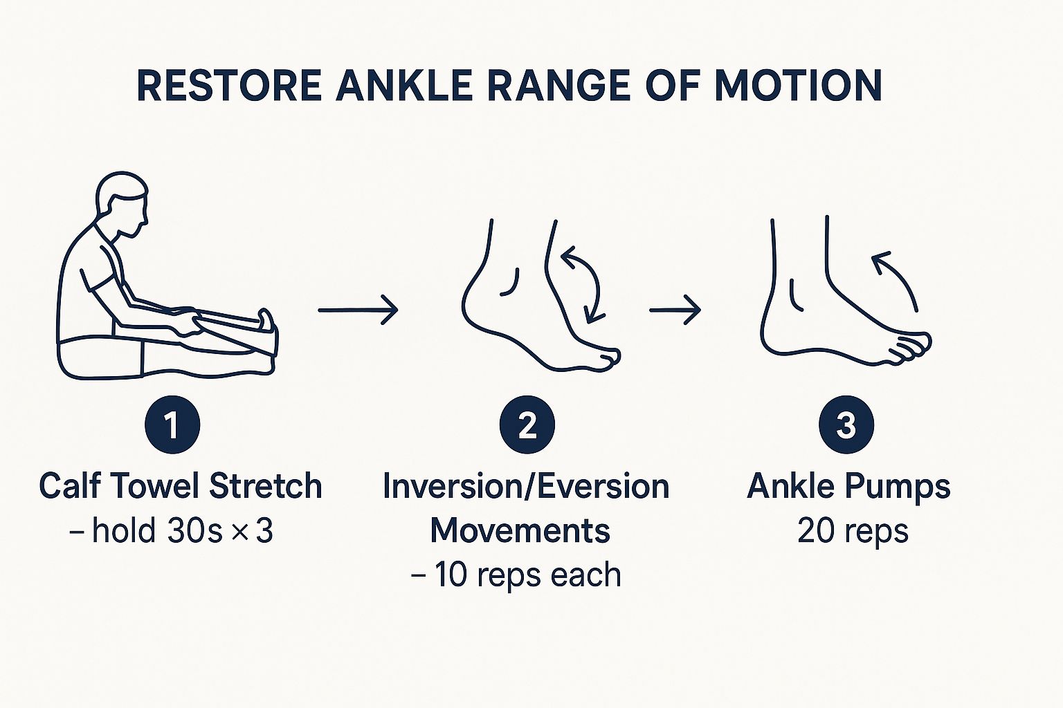 Infographic about ankle sprain rehabilitation exercises