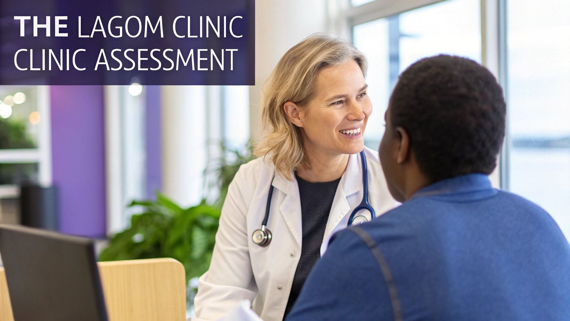 How to get fit to work certificate in Bristol 3 A healthcare professional in a clinic, smiling and talking to a patient.