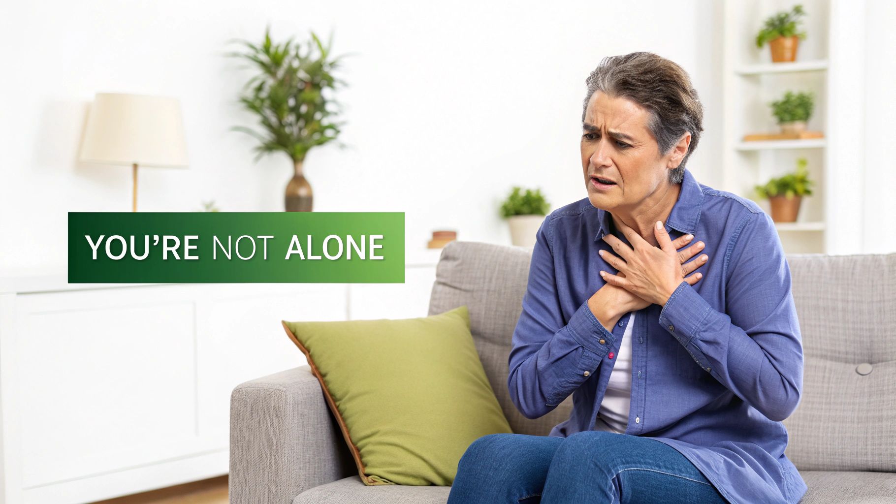 A person sitting calmly with a notepad, symbolising the act of writing down and reframing anxious thoughts.