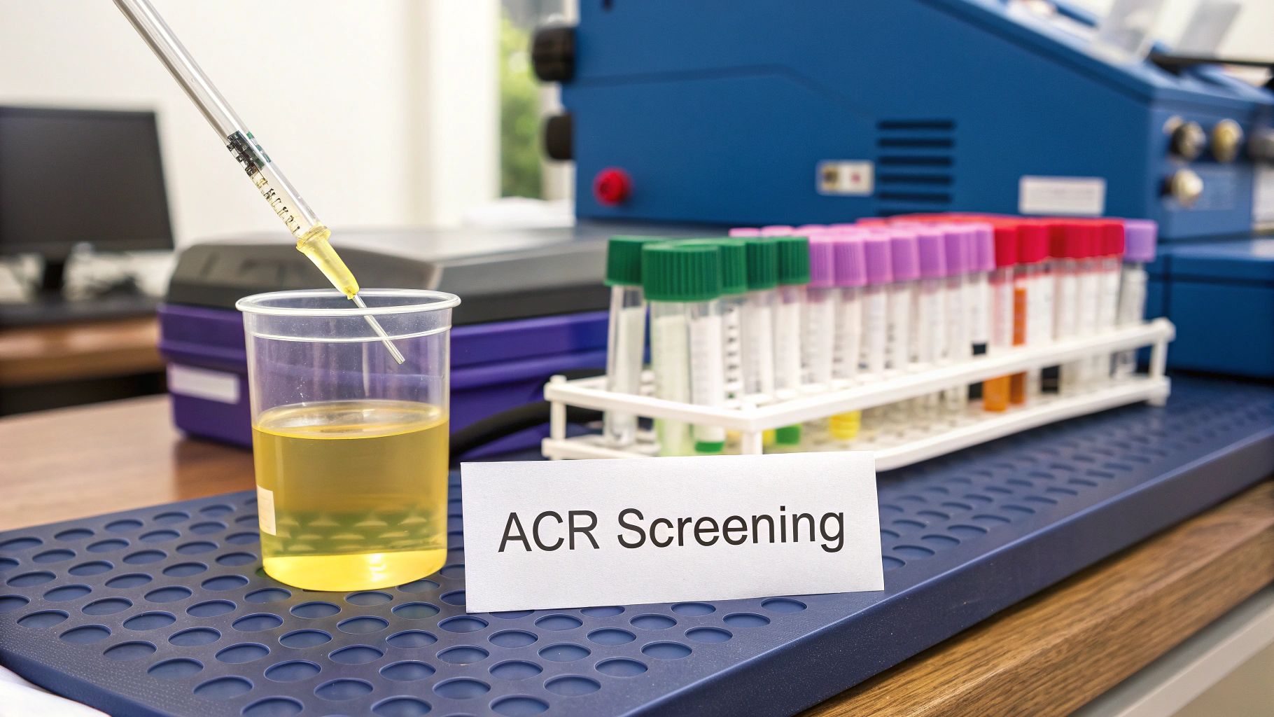 A healthcare professional reviewing test results with a patient, symbolising kidney health monitoring.