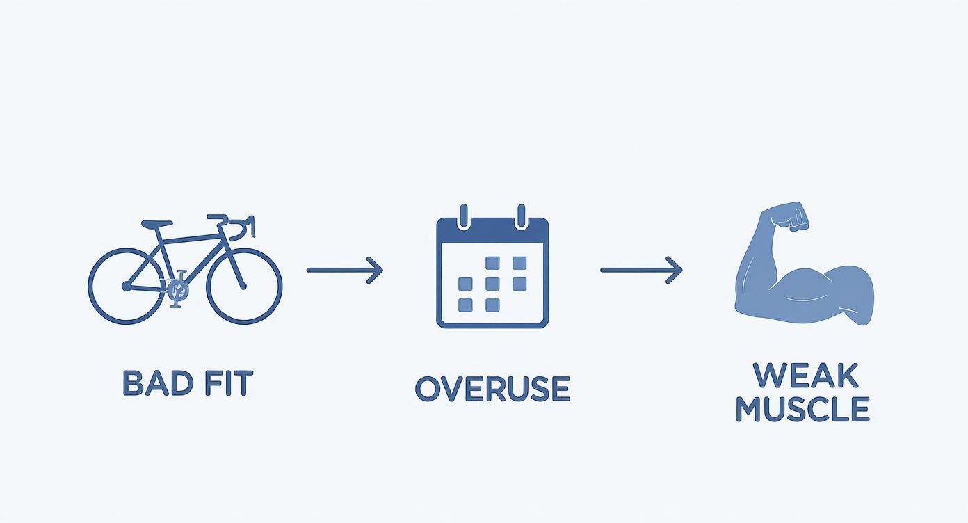 Infographic about sore knees after cycling