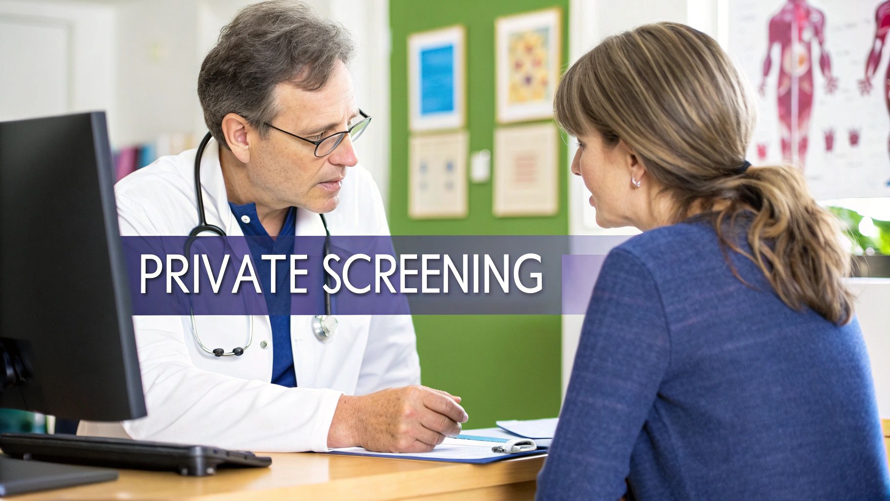 Your Guide to Private Cancer Screening in the UK 1 A healthcare professional in a clinic, preparing for a patient consultation.
