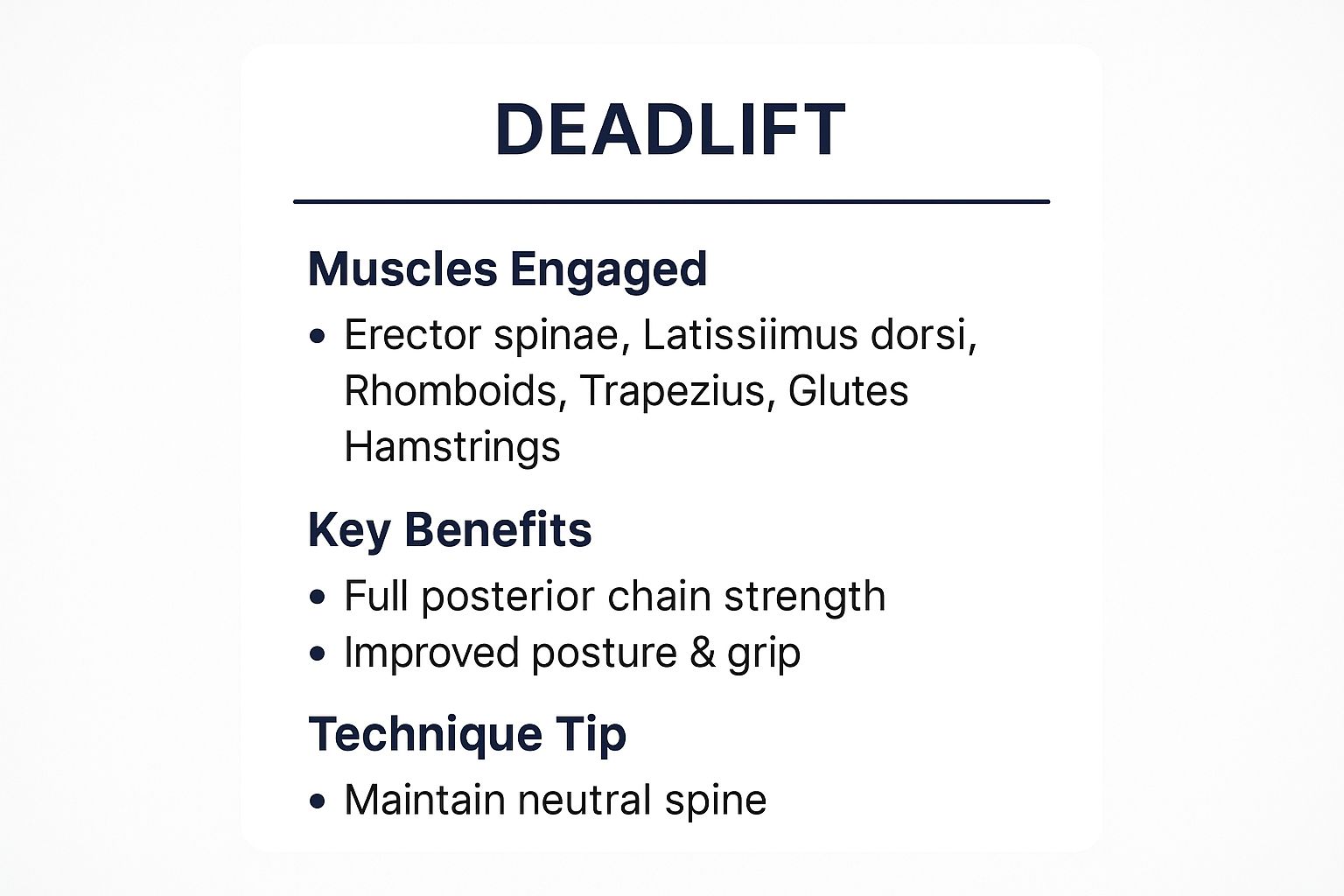 7 Best Exercises for Back Muscles in 2025 1 Infographic showing key data about Deadlift