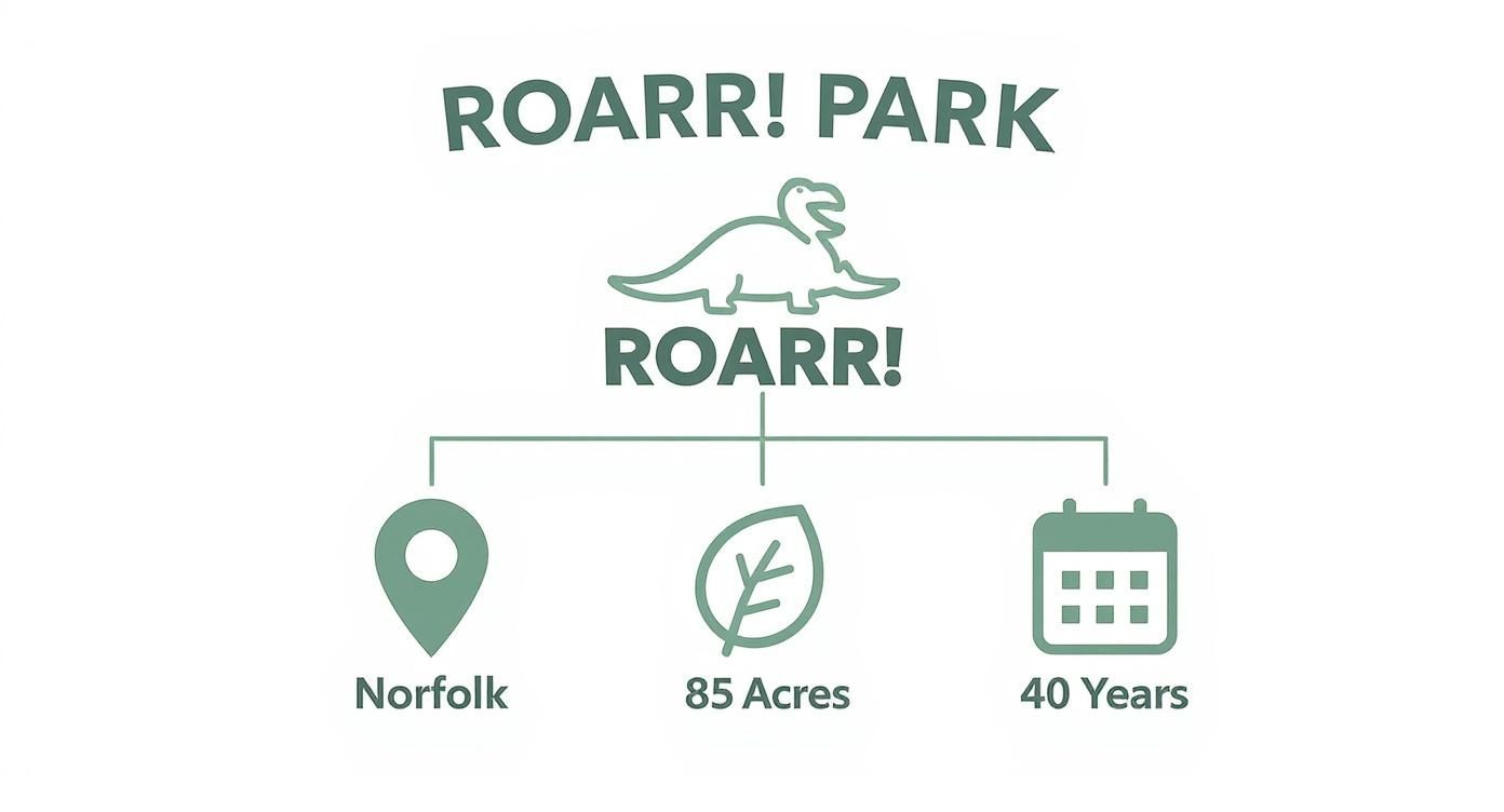 Infographic about dinosaur adventure park norfolk