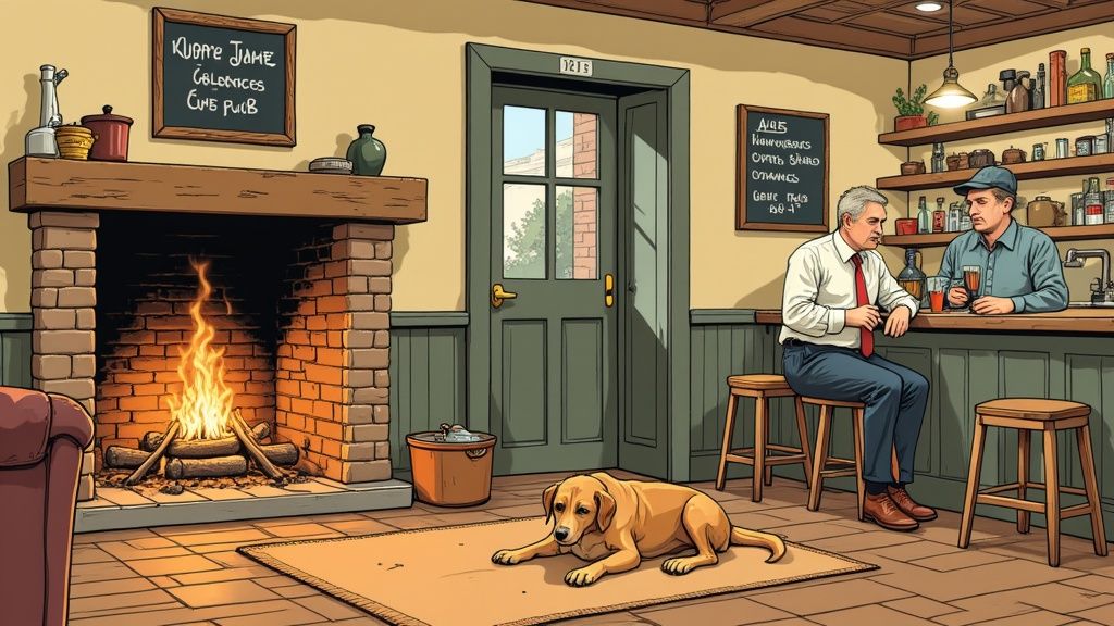 A classic pub sign hanging outside a traditional brick building in Norfolk