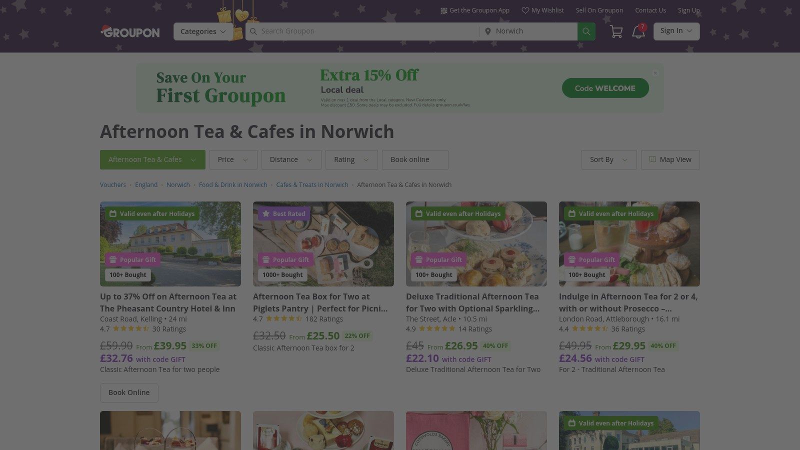 Groupon Norwich — Afternoon Tea deals