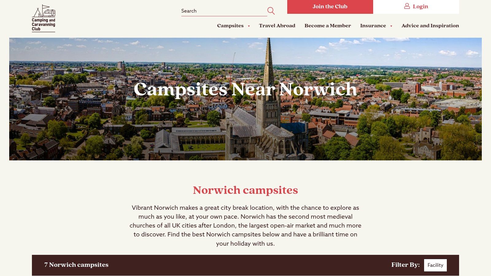 A view over the city of Norwich, a key hub for exploring Norfolk camping sites.