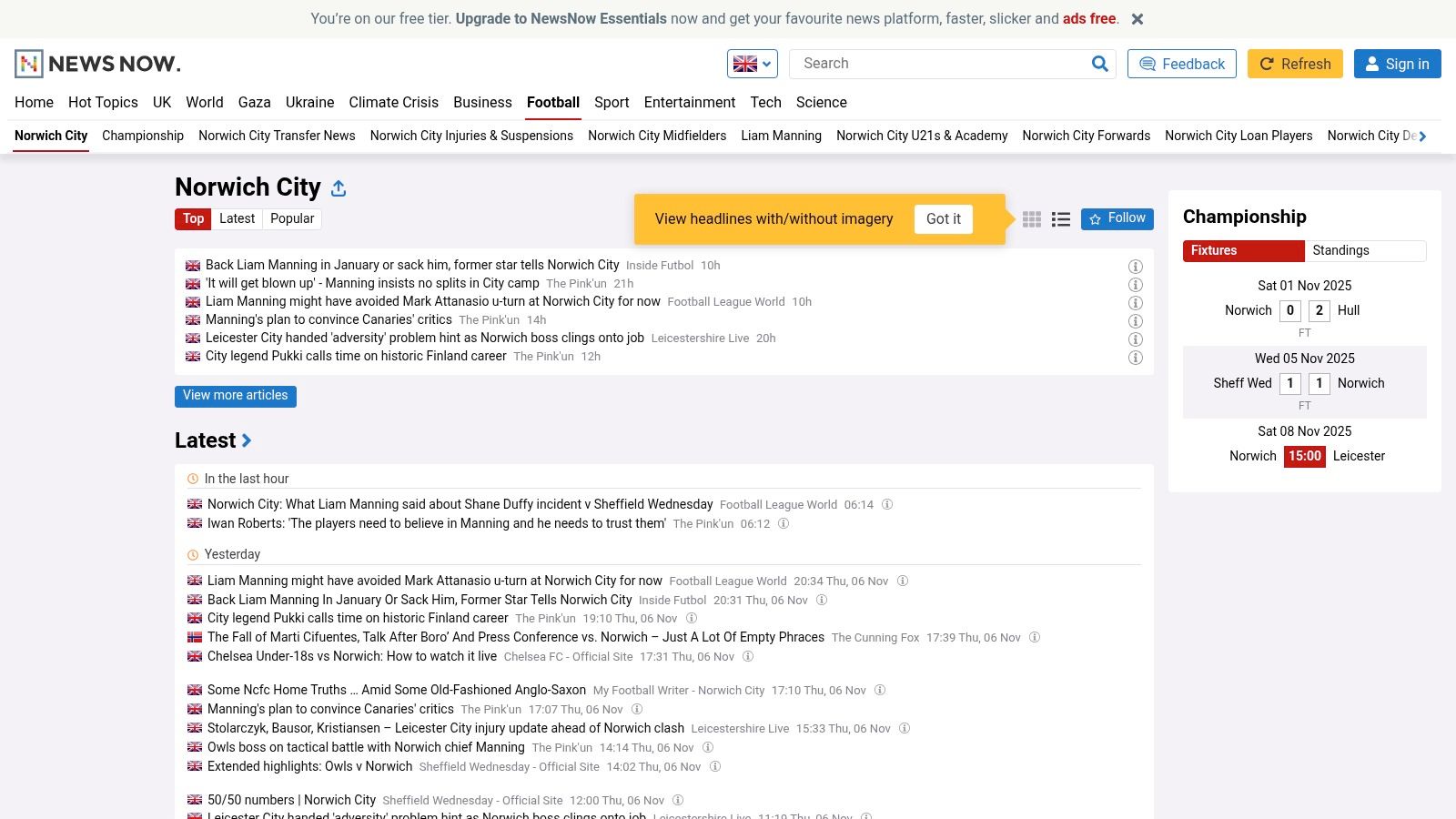 NewsNow – Norwich City news (aggregator)