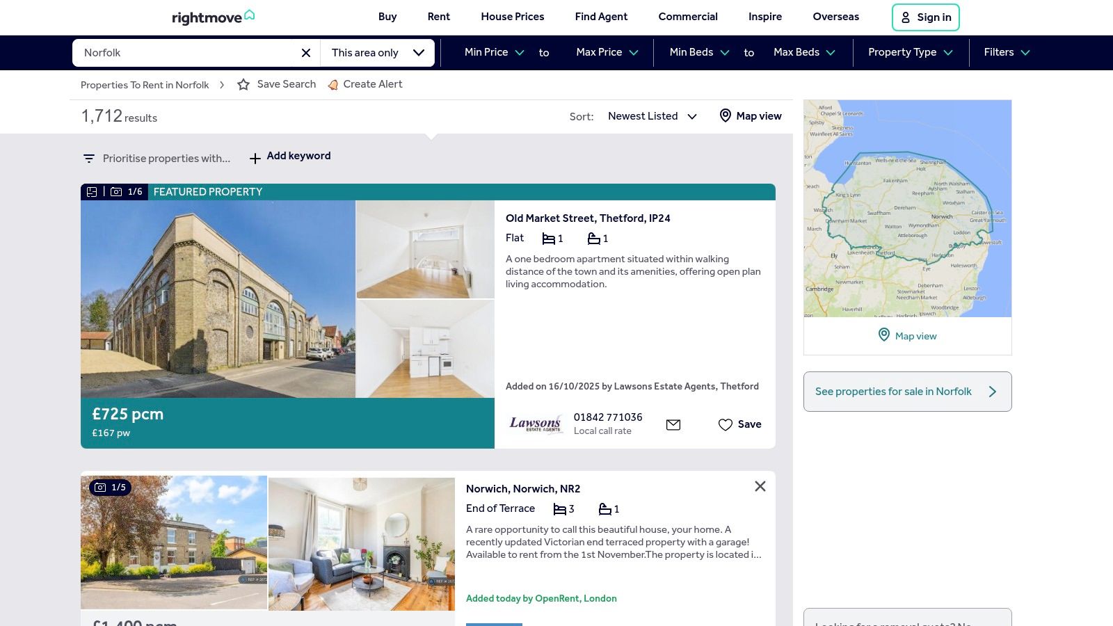 Rightmove – Norwich/Norfolk rentals