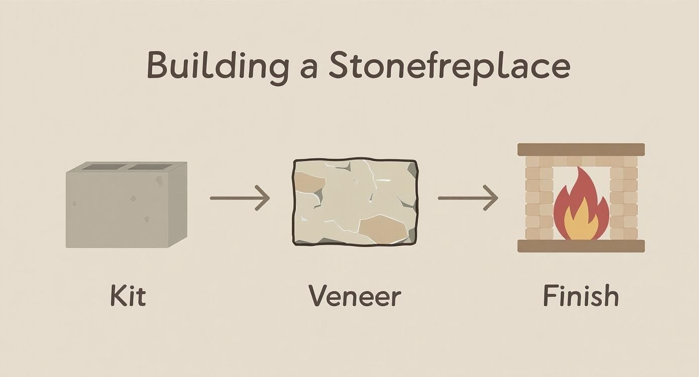 Infographic about outdoor fireplace stone kits