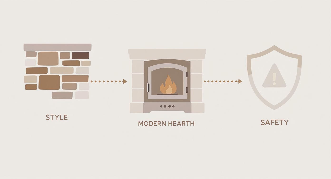 Infographic about wood burning stove with surround